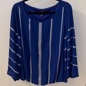 Alfani Royal Blue Blouse with Silver Accents